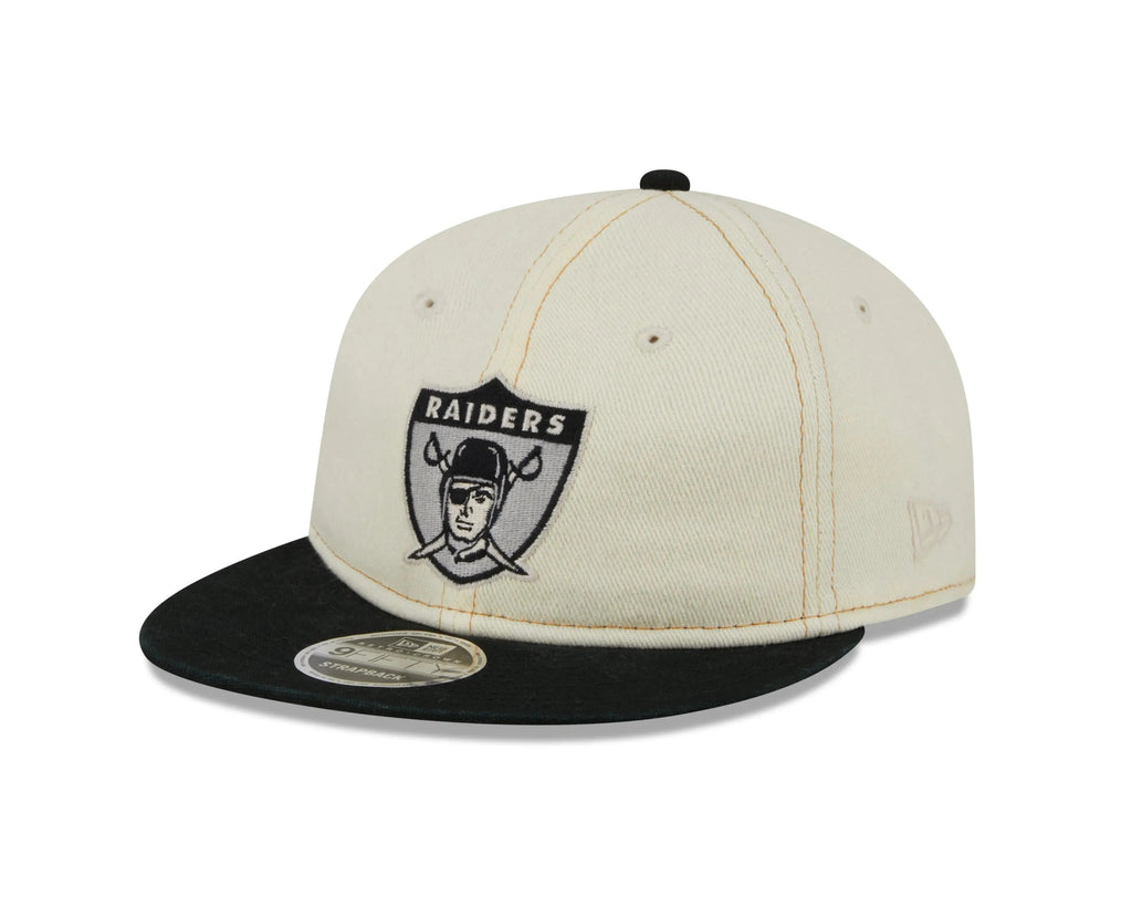 NEW ERA RC9FIFTY OF NFL OAKLAND RAIDERS CHROME DENIM STRAPBACK CAP - FAM