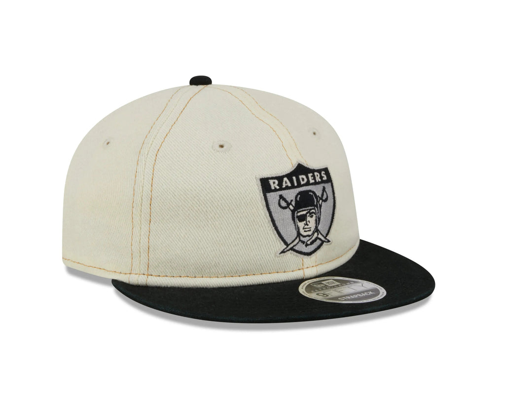 NEW ERA RC9FIFTY OF NFL OAKLAND RAIDERS CHROME DENIM STRAPBACK CAP - FAM