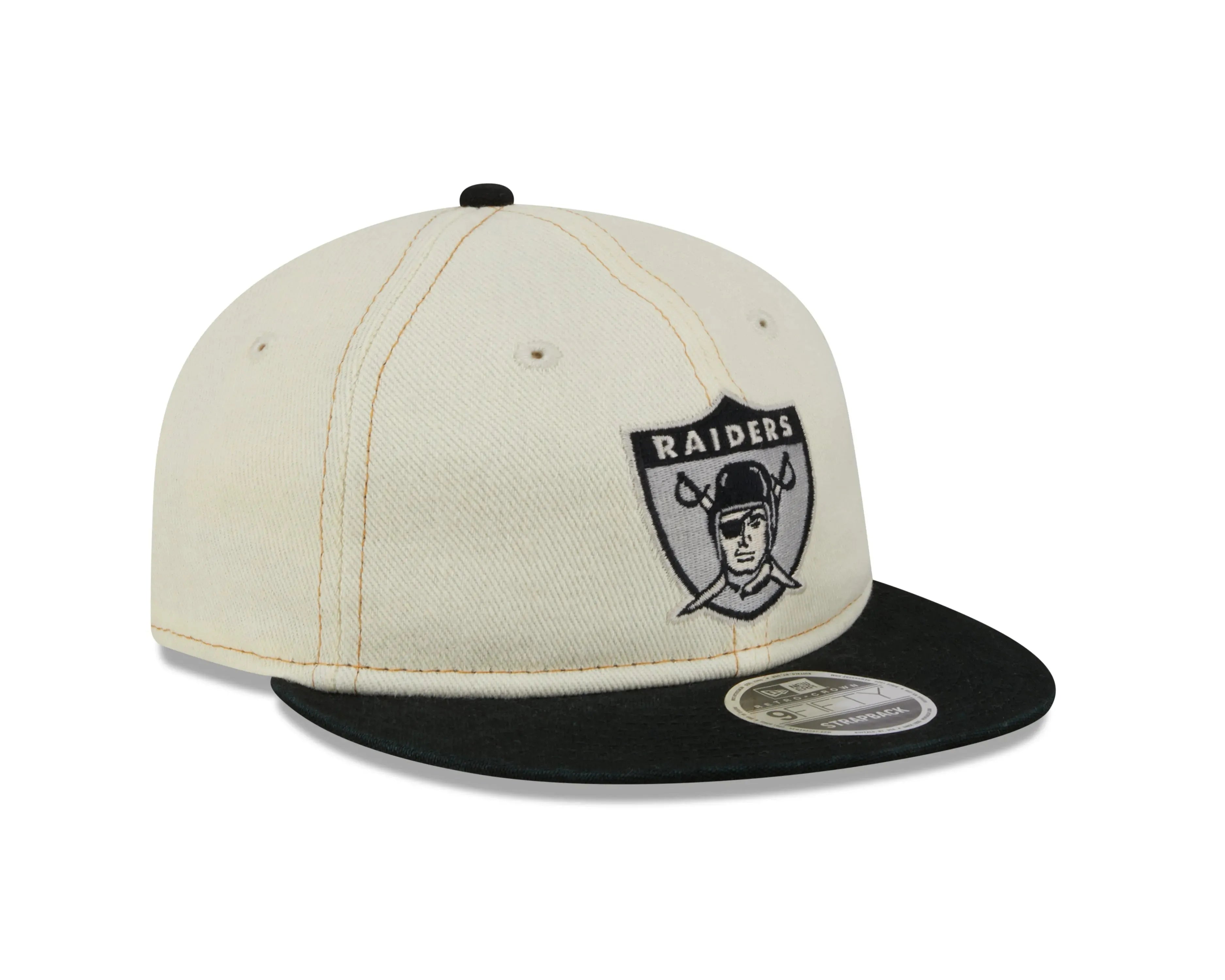 NEW ERA RC9FIFTY OF NFL OAKLAND RAIDERS CHROME DENIM STRAPBACK CAP - FAM