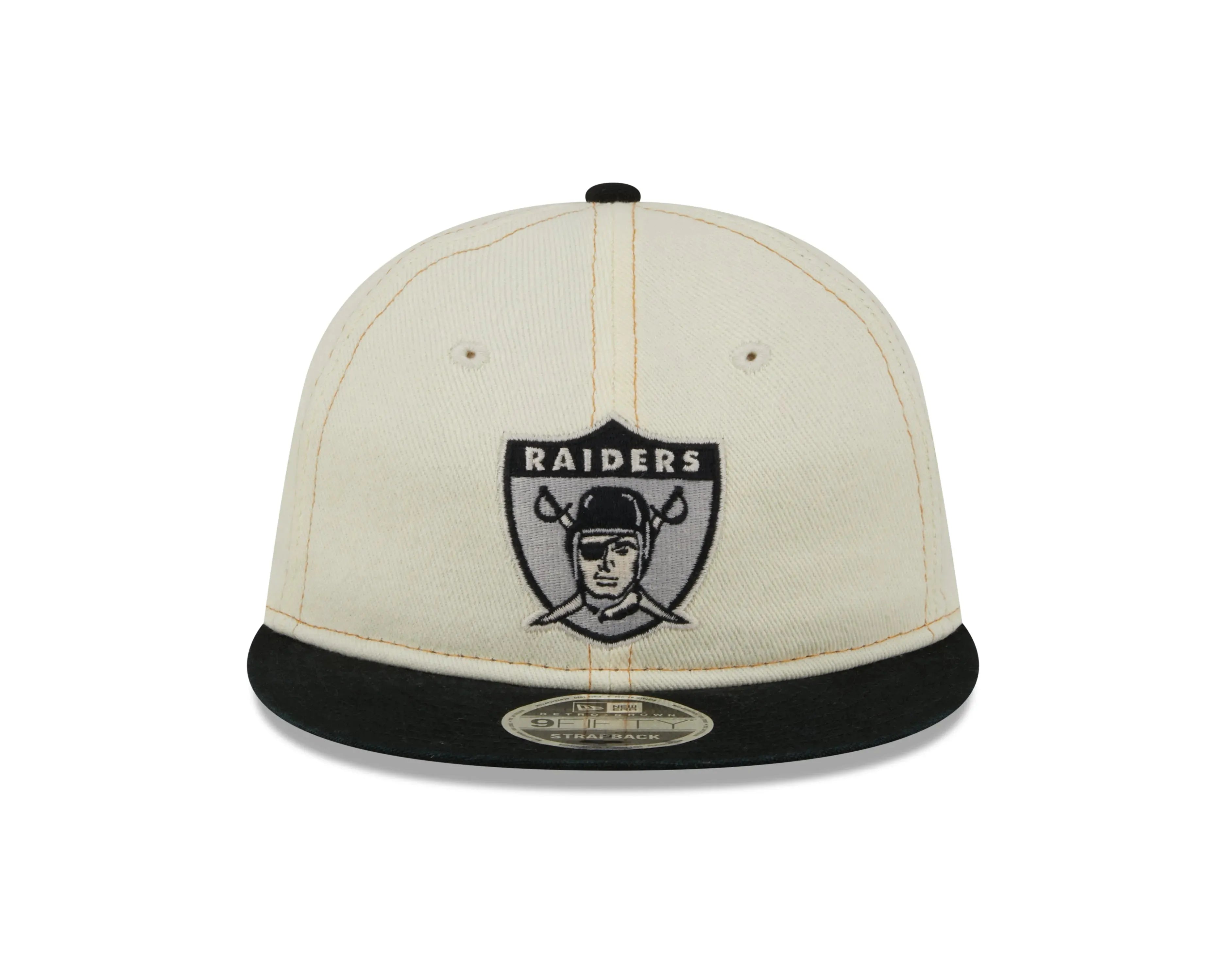 NEW ERA RC9FIFTY OF NFL OAKLAND RAIDERS CHROME DENIM STRAPBACK CAP - FAM