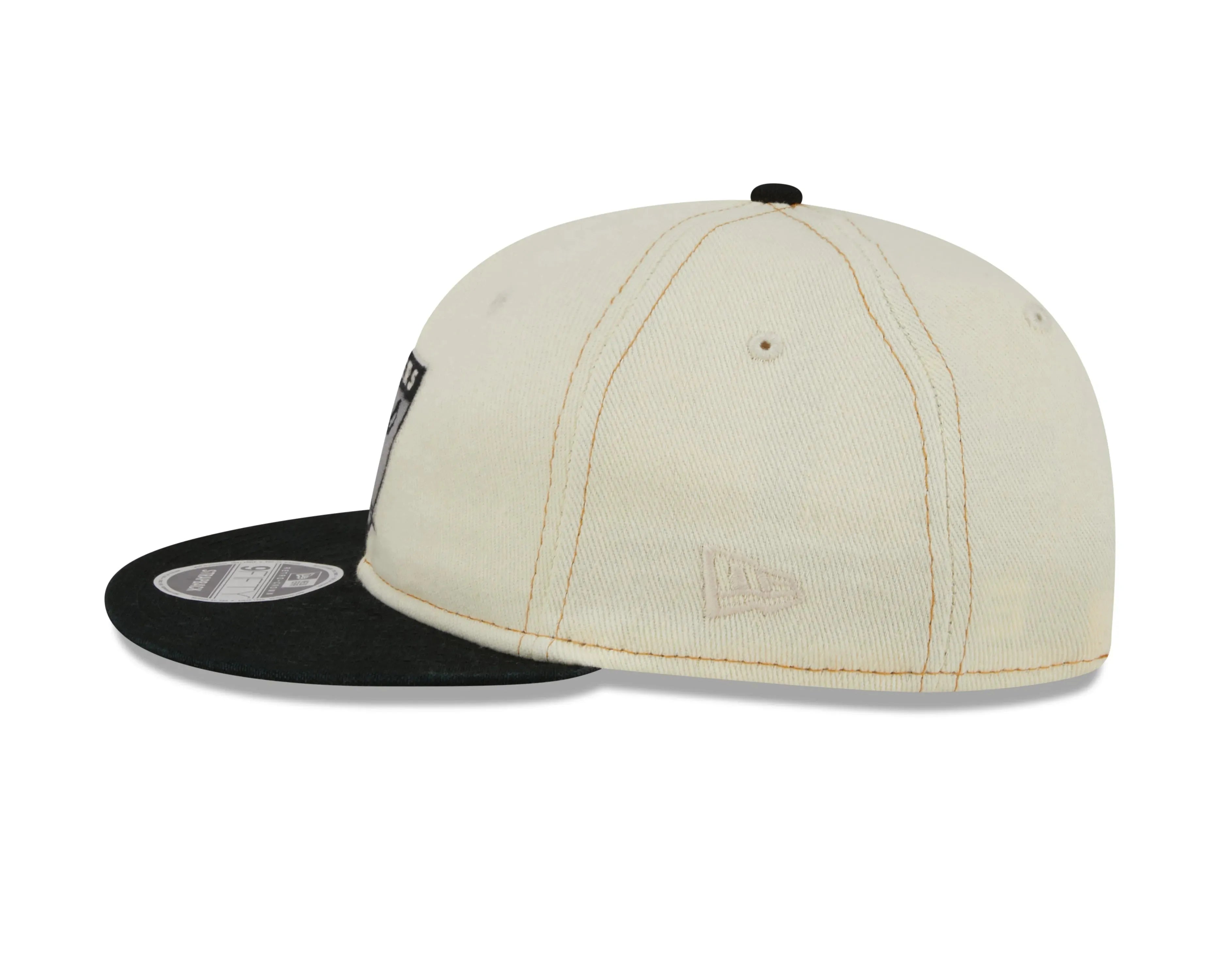NEW ERA RC9FIFTY OF NFL OAKLAND RAIDERS CHROME DENIM STRAPBACK CAP - FAM
