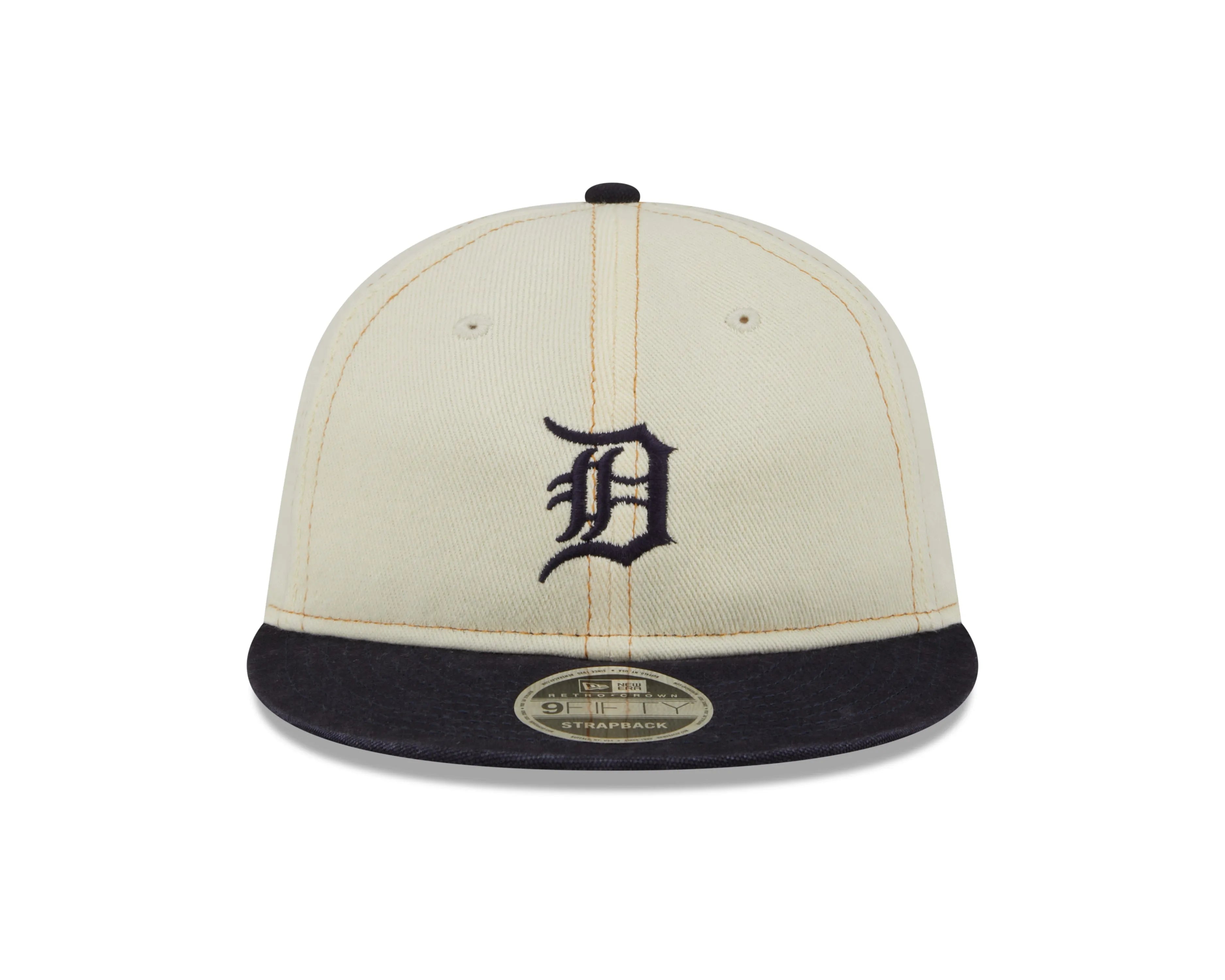NEW ERA RC9FIFTY OF MLB DETROIT TIGERS CHROME DENIM STRAPBACK CAP