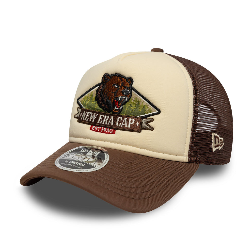 NEW ERA GRAPHIC MLB BEIGE BROWN UV / 9FORTY M-CROWN A-FRAME TRUCKER CAP