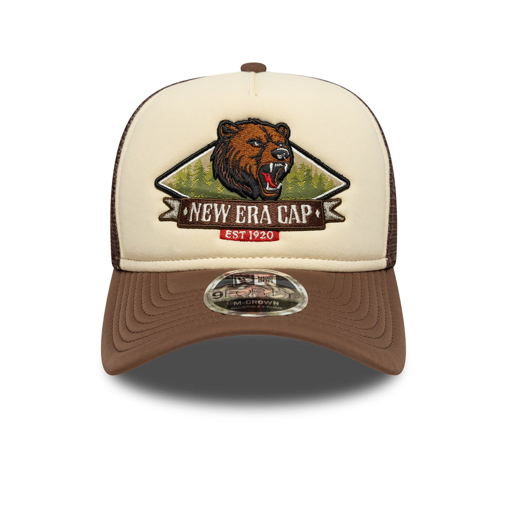 NEW ERA GRAPHIC MLB BEIGE BROWN UV / 9FORTY M-CROWN A-FRAME TRUCKER CAP