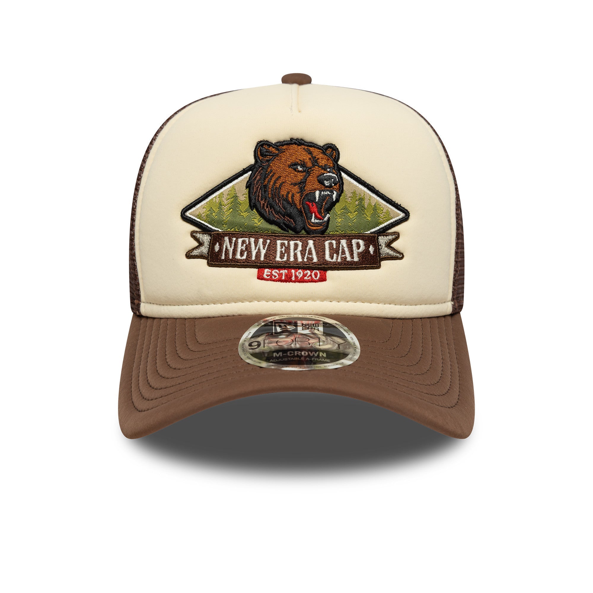 NEW ERA GRAPHIC MLB BEIGE BROWN UV / 9FORTY M-CROWN A-FRAME TRUCKER CAP